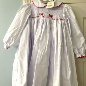 NWT The Beaufort Bonnet Company TBBC Christmas Holly Smocked Dress Bows, Size 6